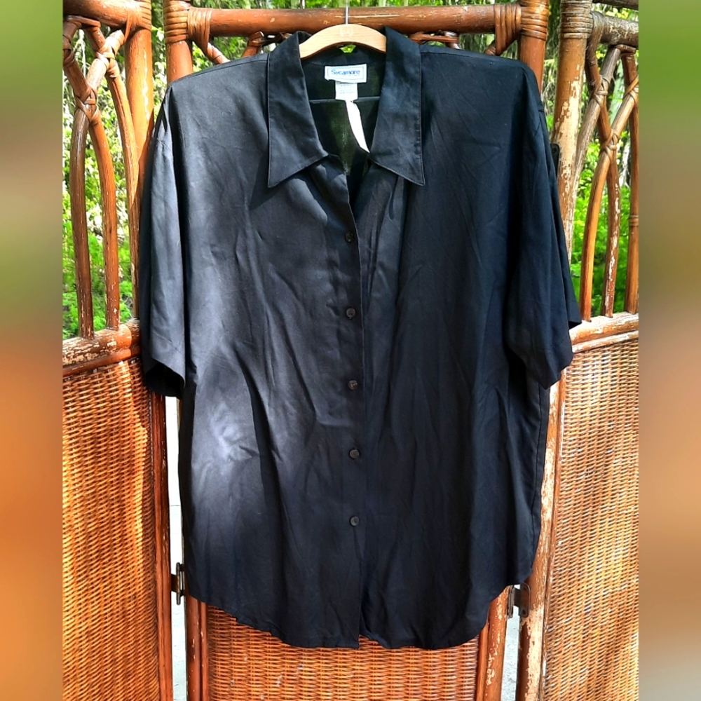 🍀3/15 🆕️ Sycamore Black Vintage 80s Button down Blouse